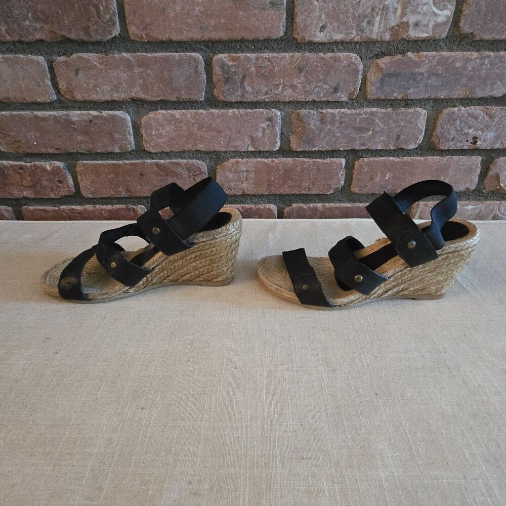 Eric Michael Espadrill Sandal Size 5 Black Elastic Straps